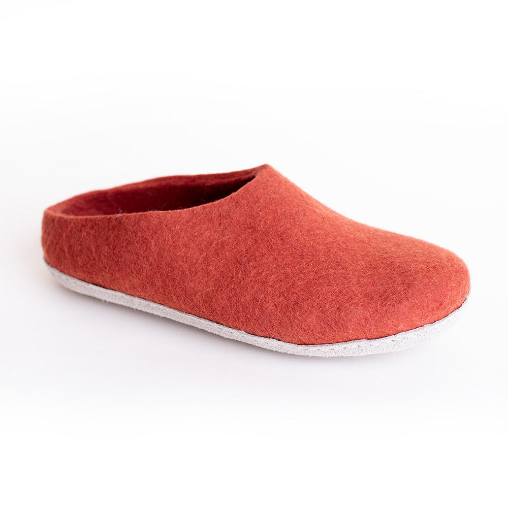Felted Wool Slippers Open Heel with Leather Outsoles for Men & Women Magenta / 39